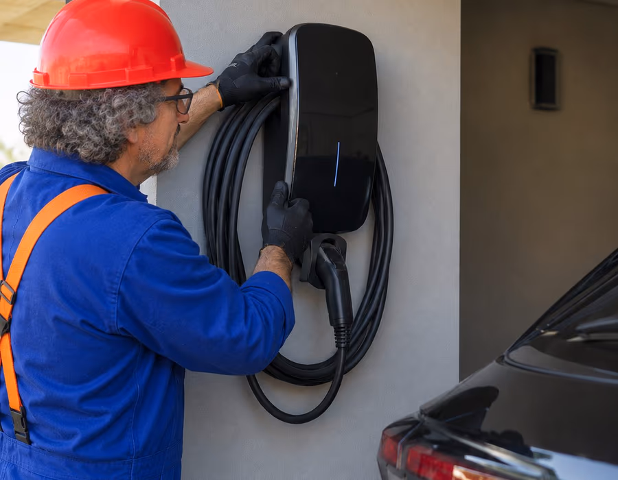 Instalação de carregador de carro elétrico (wallbox) em garagem residencial de Blumenau Instalação de carregador de carro elétrico (wallbox) em garagem residencial de Blumenau