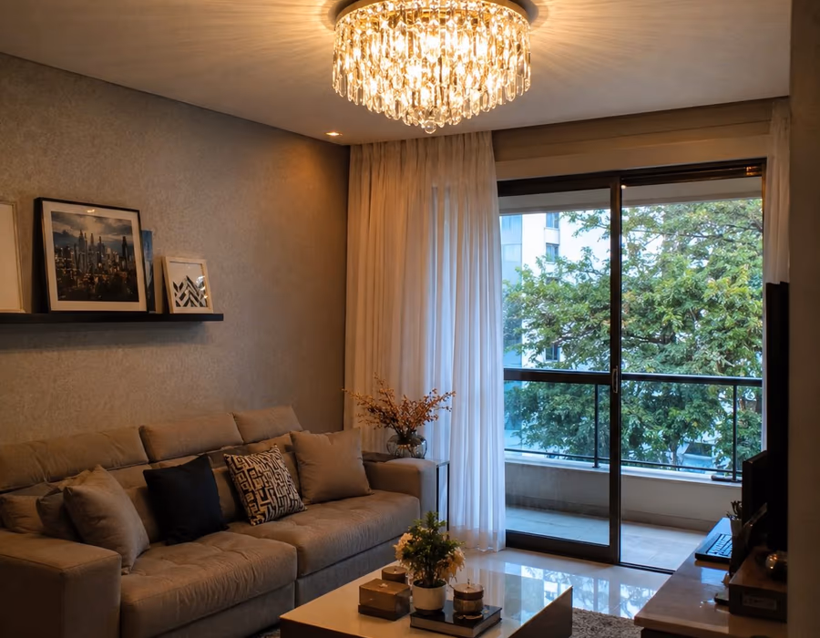 Lustre de cristal instalado em sala de jantar em Blumenau Lustre de cristal instalado em sala de jantar em Blumenau